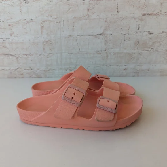 Birkenstock Arizona EVA sandals in the color Coral Peach or Fondant Pink. - Picture 3 of 12